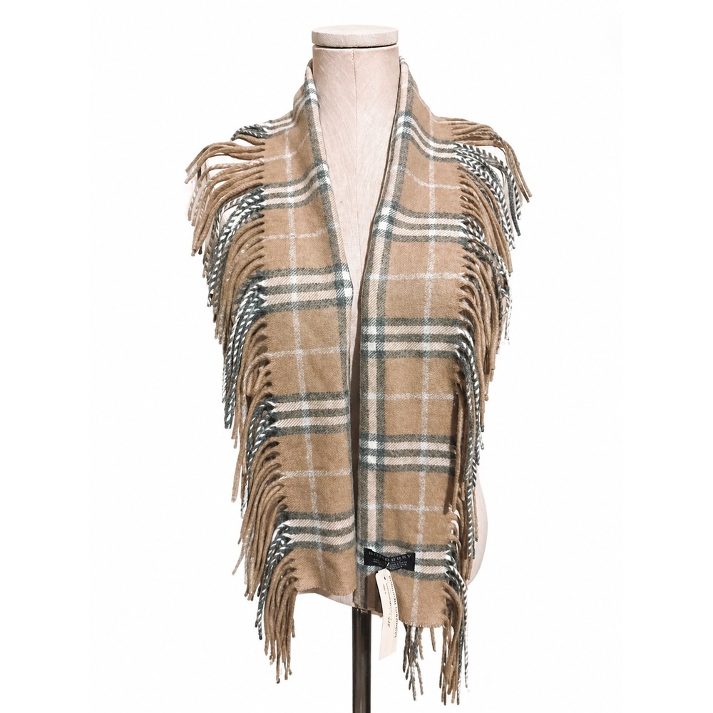 NWT BURBERRY LONDON Nova Check Scarf Plaid Fringe Wool Cashmere 52" Scotland - Picture 2 of 8